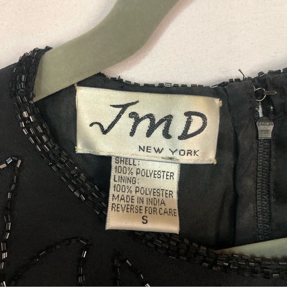 JMD Women’s Top Vintage Sequins Beads Short Sleeve Silk Shoulder Pads - Picture 6 of 8